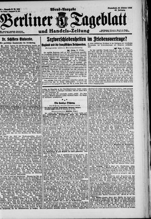 Berliner Tageblatt und Handels-Zeitung vom 30.10.1920