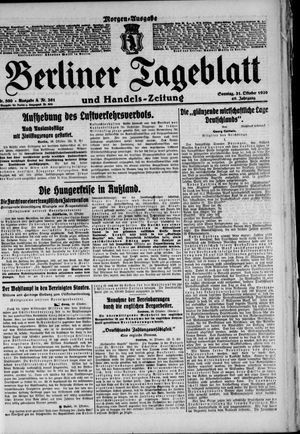 Berliner Tageblatt und Handels-Zeitung vom 31.10.1920