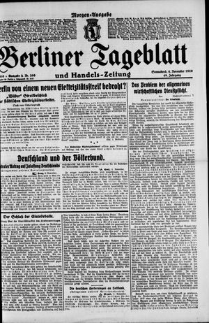 Berliner Tageblatt und Handels-Zeitung on Nov 6, 1920