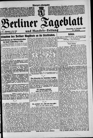 Berliner Tageblatt und Handels-Zeitung vom 11.11.1920