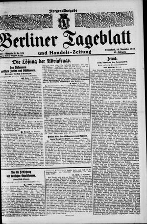 Berliner Tageblatt und Handels-Zeitung vom 13.11.1920