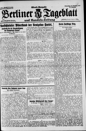 Berliner Tageblatt und Handels-Zeitung on Nov 18, 1920