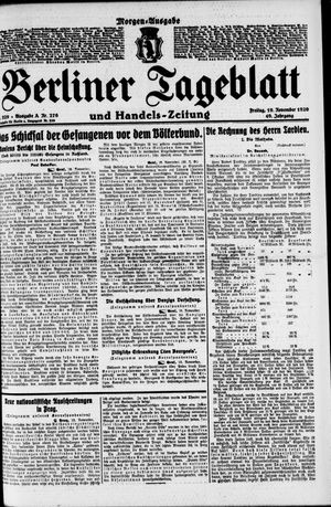 Berliner Tageblatt und Handels-Zeitung on Nov 19, 1920