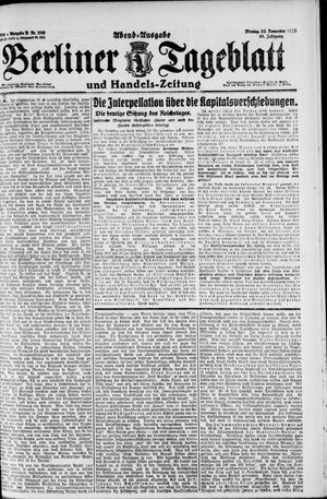 Berliner Tageblatt und Handels-Zeitung vom 22.11.1920