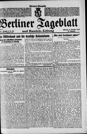 Berliner Tageblatt und Handels-Zeitung vom 24.11.1920