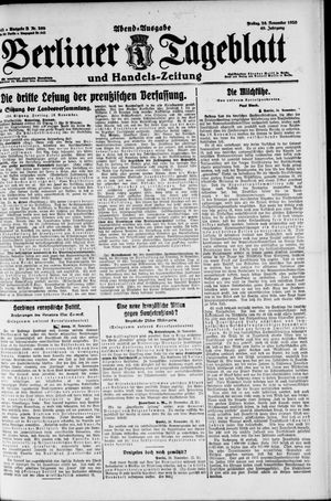 Berliner Tageblatt und Handels-Zeitung vom 26.11.1920