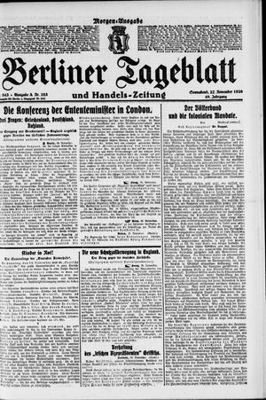 Berliner Tageblatt und Handels-Zeitung vom 27.11.1920
