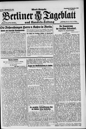 Berliner Tageblatt und Handels-Zeitung vom 27.11.1920