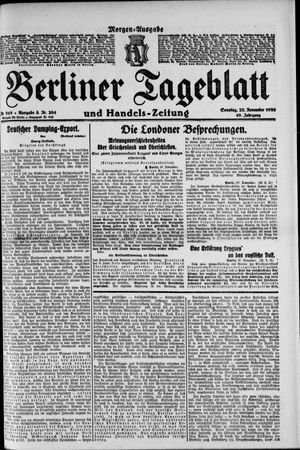 Berliner Tageblatt und Handels-Zeitung vom 28.11.1920