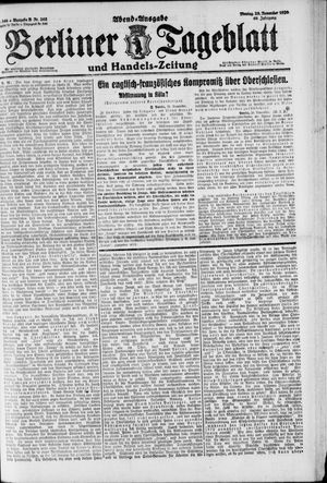 Berliner Tageblatt und Handels-Zeitung vom 29.11.1920
