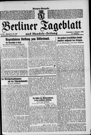 Berliner Tageblatt und Handels-Zeitung vom 04.12.1920