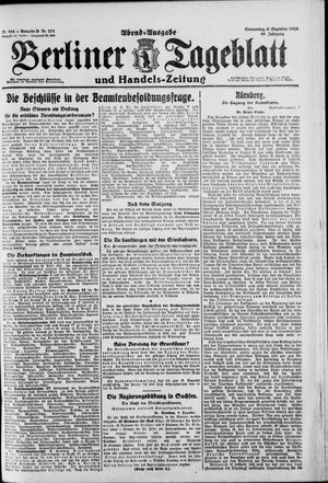 Berliner Tageblatt und Handels-Zeitung vom 09.12.1920