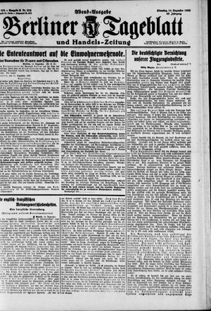 Berliner Tageblatt und Handels-Zeitung vom 14.12.1920