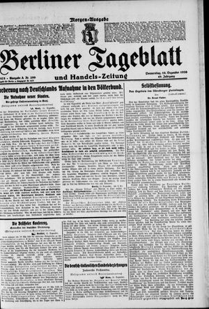 Berliner Tageblatt und Handels-Zeitung vom 16.12.1920