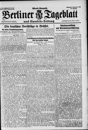 Berliner Tageblatt und Handels-Zeitung vom 21.12.1920