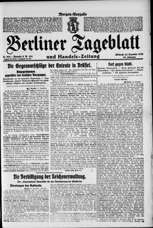 Berliner Tageblatt und Handels-Zeitung vom 22.12.1920