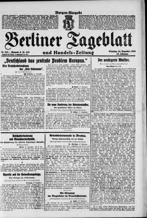 Berliner Tageblatt und Handels-Zeitung vom 28.12.1920