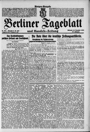 Berliner Tageblatt und Handels-Zeitung vom 29.12.1920