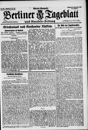 Berliner Tageblatt und Handels-Zeitung vom 29.12.1920