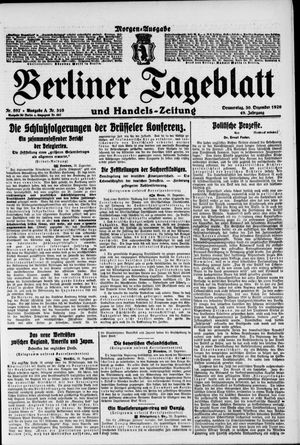 Berliner Tageblatt und Handels-Zeitung vom 30.12.1920