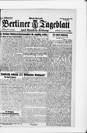 Berliner Tageblatt und Handels-Zeitung vom 27.01.1921