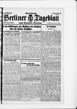 Berliner Tageblatt und Handels-Zeitung vom 01.02.1921