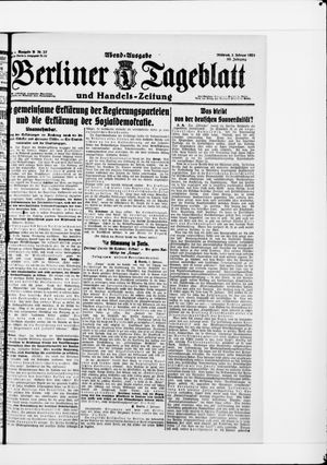 Berliner Tageblatt und Handels-Zeitung vom 02.02.1921
