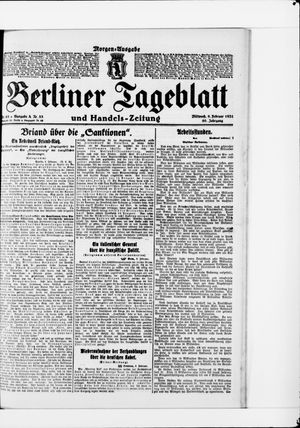 Berliner Tageblatt und Handels-Zeitung vom 09.02.1921
