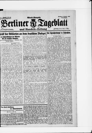 Berliner Tageblatt und Handels-Zeitung vom 15.02.1921