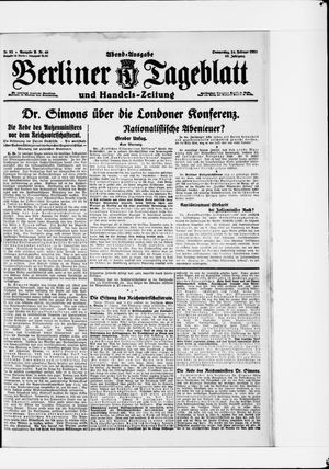 Berliner Tageblatt und Handels-Zeitung vom 24.02.1921