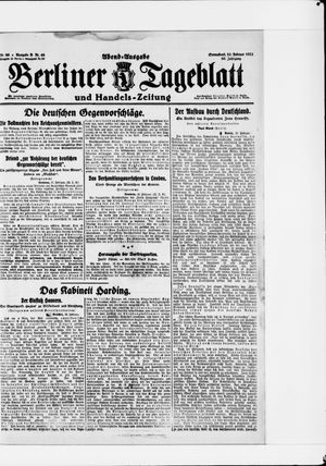 Berliner Tageblatt und Handels-Zeitung on Feb 26, 1921