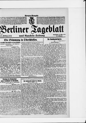 Berliner Tageblatt und Handels-Zeitung on Mar 12, 1921