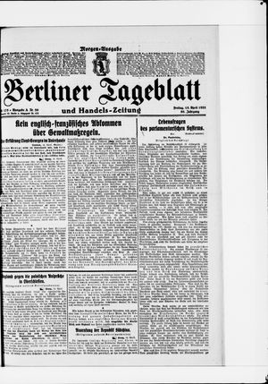 Berliner Tageblatt und Handels-Zeitung on Apr 15, 1921