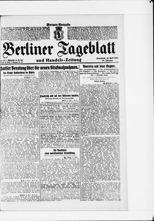 Berliner Tageblatt und Handels-Zeitung on Apr 16, 1921