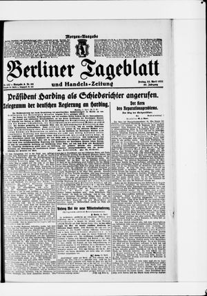 Berliner Tageblatt und Handels-Zeitung vom 22.04.1921