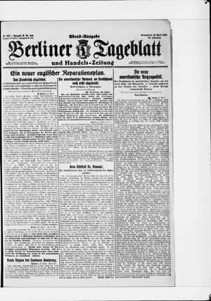 Berliner Tageblatt und Handels-Zeitung vom 30.04.1921