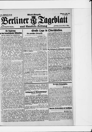 Berliner Tageblatt und Handels-Zeitung on May 4, 1921