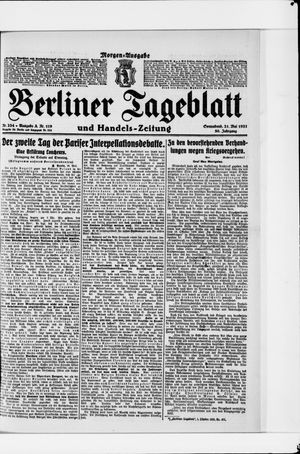 Berliner Tageblatt und Handels-Zeitung on May 21, 1921