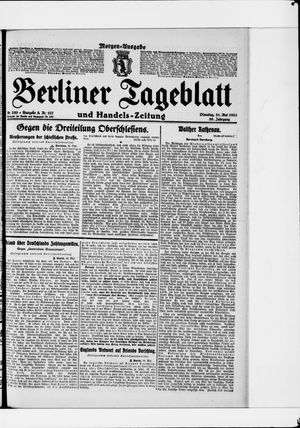 Berliner Tageblatt und Handels-Zeitung on May 31, 1921