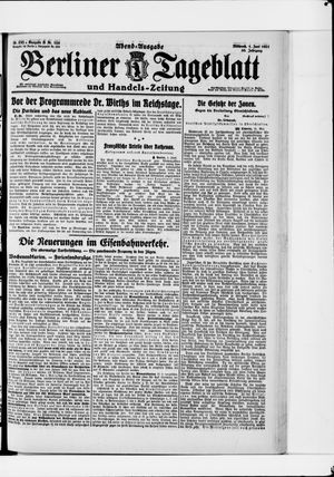 Berliner Tageblatt und Handels-Zeitung vom 01.06.1921