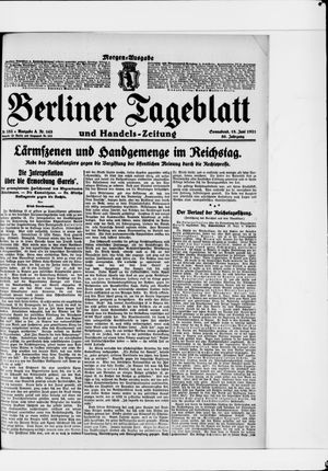 Berliner Tageblatt und Handels-Zeitung vom 18.06.1921