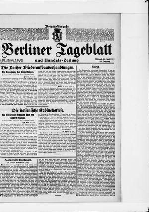 Berliner Tageblatt und Handels-Zeitung vom 29.06.1921
