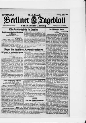 Berliner Tageblatt und Handels-Zeitung vom 30.06.1921