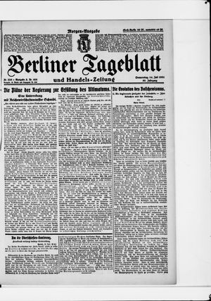 Berliner Tageblatt und Handels-Zeitung on Jul 14, 1921