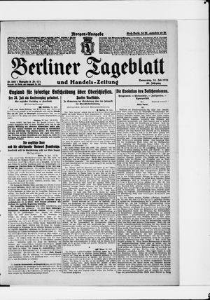 Berliner Tageblatt und Handels-Zeitung vom 21.07.1921