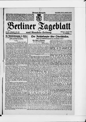 Berliner Tageblatt und Handels-Zeitung on Aug 3, 1921