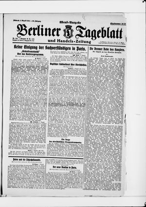 Berliner Tageblatt und Handels-Zeitung on Aug 3, 1921