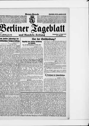 Berliner Tageblatt und Handels-Zeitung on Aug 11, 1921