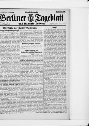 Berliner Tageblatt und Handels-Zeitung vom 12.08.1921