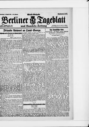 Berliner Tageblatt und Handels-Zeitung vom 18.08.1921